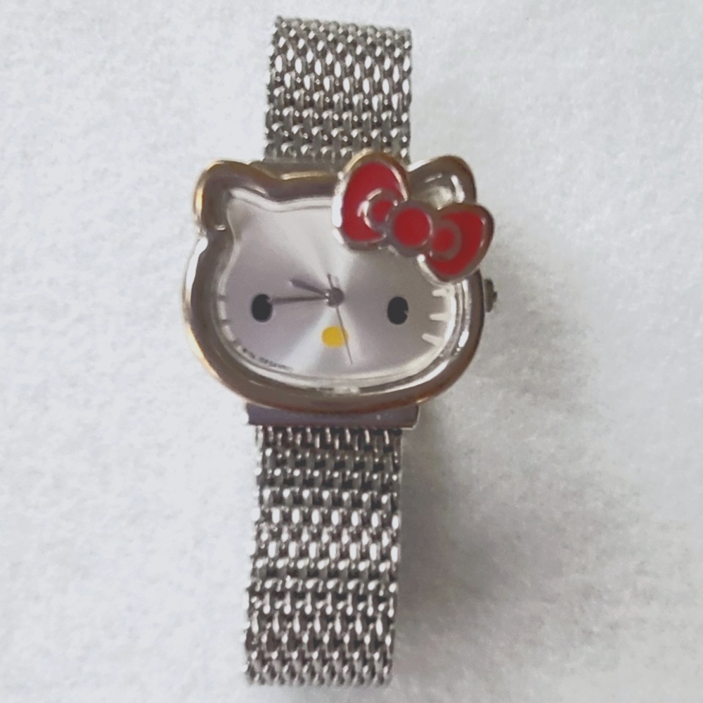Hello Kitty Watch Silvertone Stainless Steel Preowned
